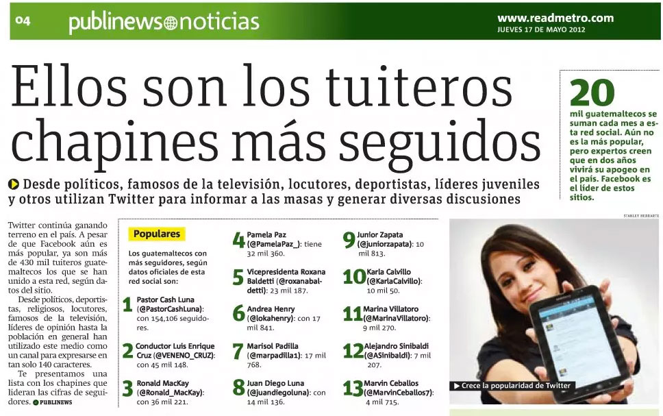 PubliNews - Ellos son los tuiteros chapines más seguidos